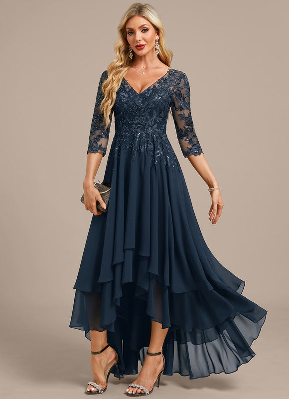 Robe Trapèze Asymétrique Dentelle - gallery 2
