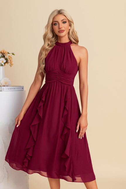 Robe Trapèze Cerise Volants - gallery 4