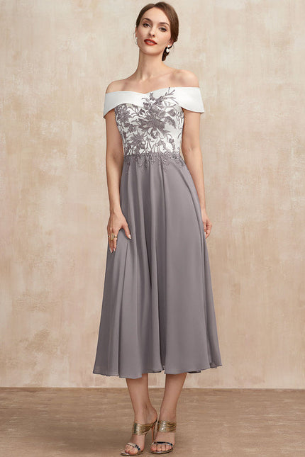 Robe Trapèze Satin Éclat Grisé - gallery 5