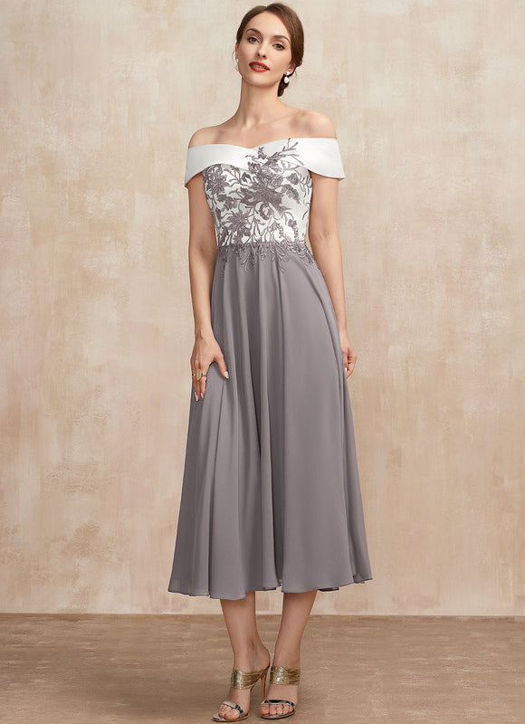 Robe Trapèze Satin Éclat Grisé - gallery 5