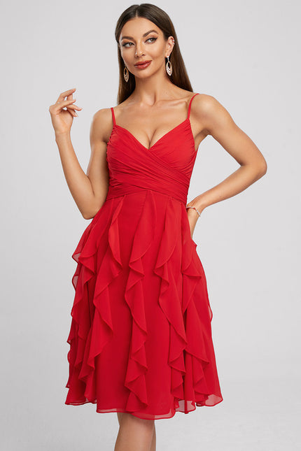 Robe Trapèze Rouge Éclatant - gallery 4
