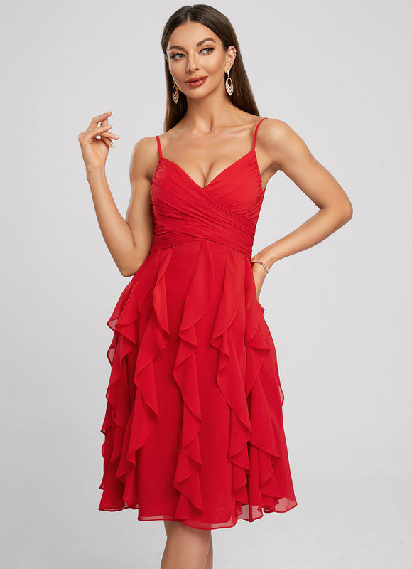 Robe Trapèze Rouge Éclatant - gallery 4