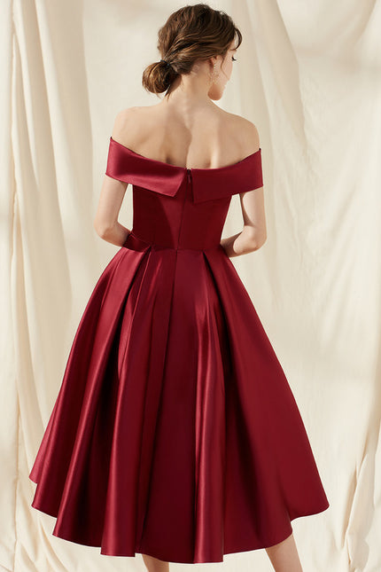 Robe Trapèze Rouge Satin Couture - gallery 5