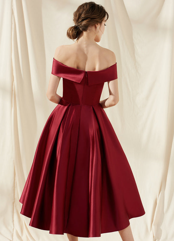 Robe Trapèze Rouge Satin Couture - gallery 5