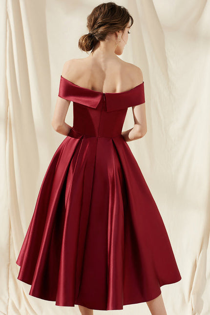 Robe Trapèze Rouge Satin Couture - gallery 5