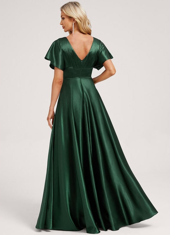 Robe Trapèze Satin Doré Élégante - gallery 4