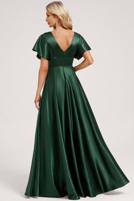 Robe Trapèze Satin Doré Élégante - gallery 4