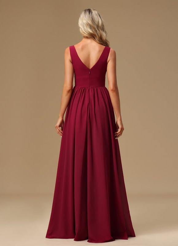 Robe Trapèze Longue Beige Élégante - gallery 3