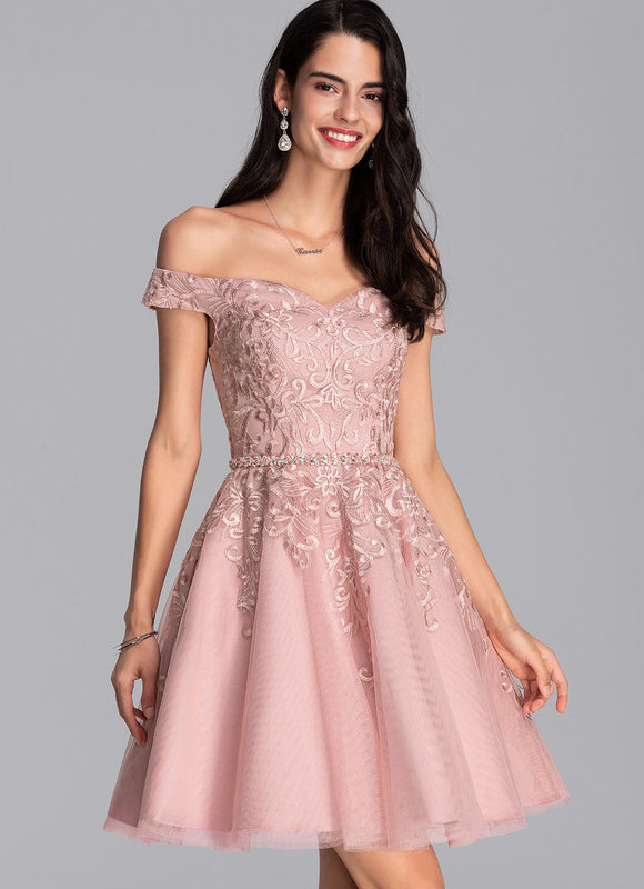 Robe Trapèze Chuchotement Poudré - gallery 2
