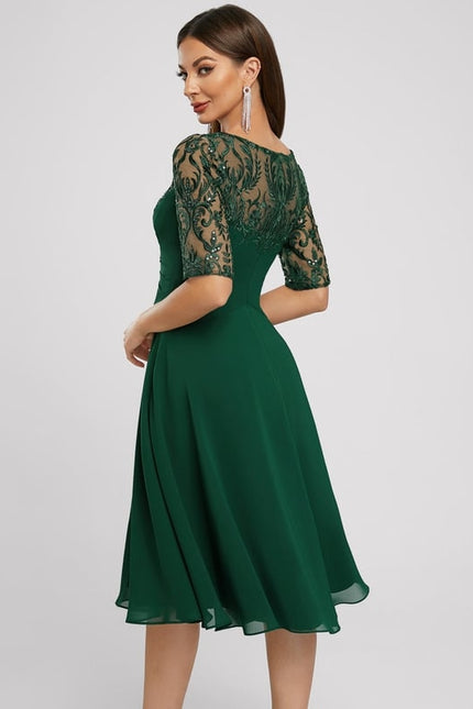 Robe Trapèze Cocktail Émeraude - gallery 1