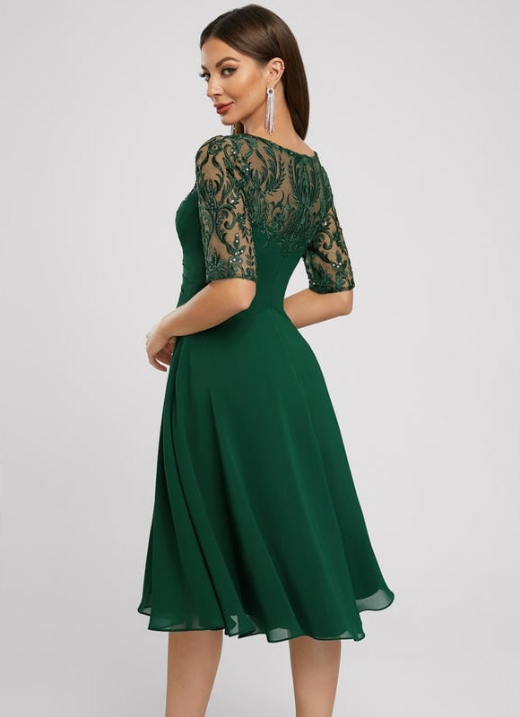 Robe Trapèze Cocktail Émeraude - gallery 1