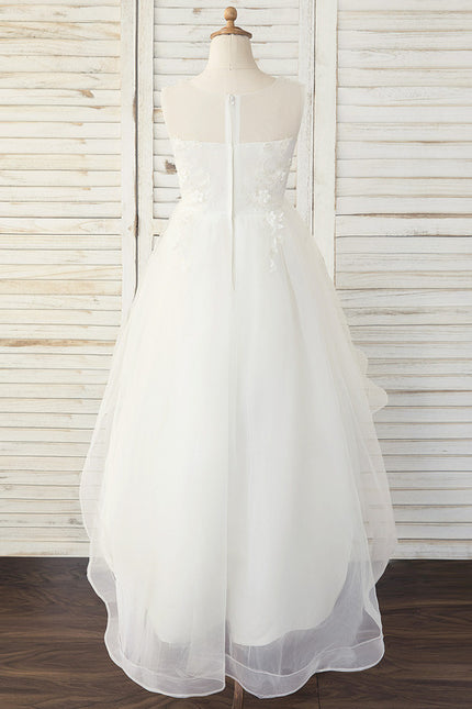 Robe Trapèze Blanche Mariage Enfant - gallery 3
