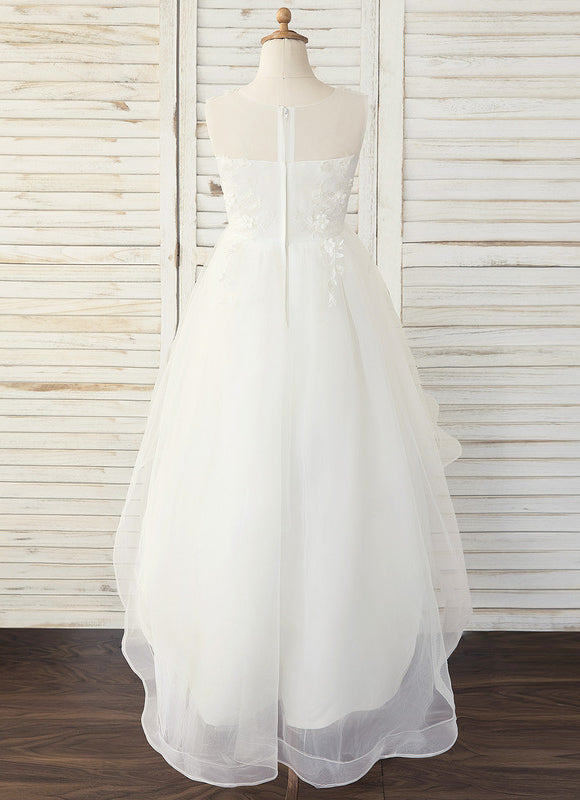 Robe Trapèze Blanche Mariage Enfant - gallery 3