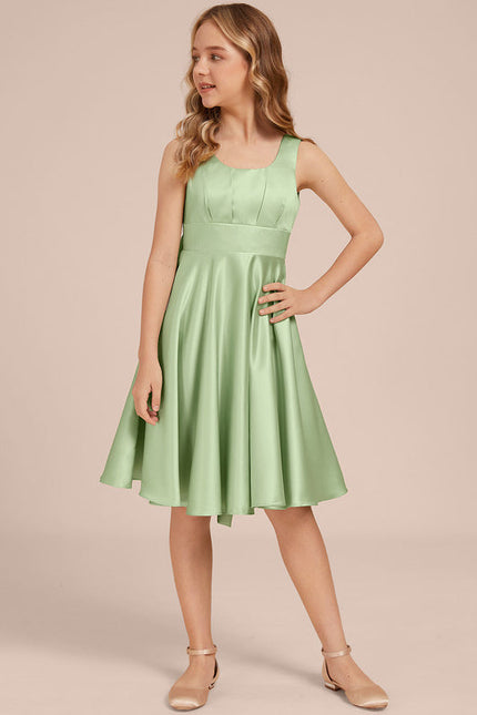 Robe Trapèze Satin Menthe Élégante - gallery 4