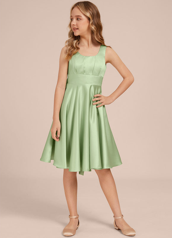 Robe Trapèze Satin Menthe Élégante - gallery 4