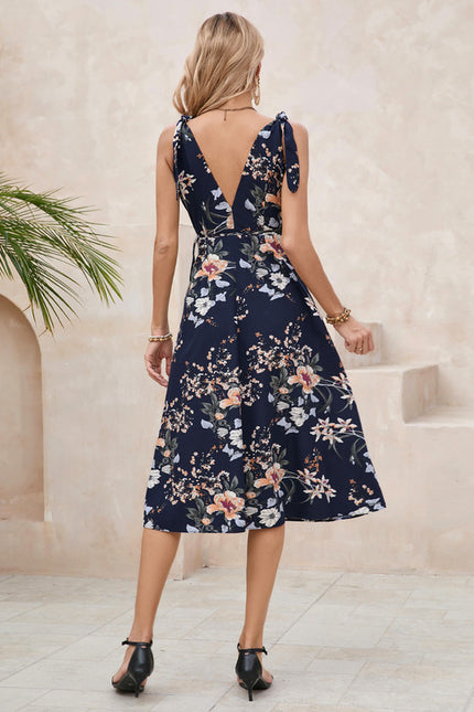 Robe Trapèze Élégance Marine Florale - gallery 3