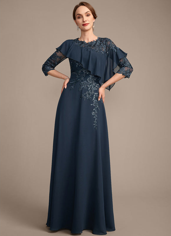 Robe Trapèze Marine Florale - gallery 2