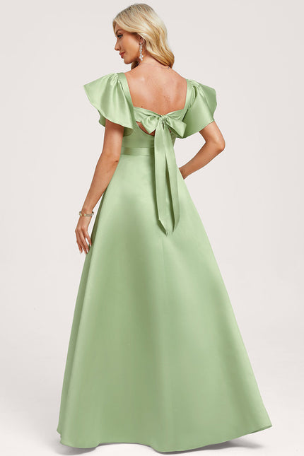 Robe Trapèze Fluide Vert Pâle - gallery 4