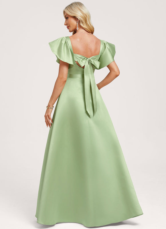 Robe Trapèze Fluide Vert Pâle - gallery 4