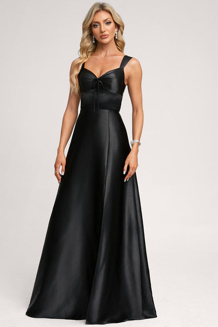 Robe Trapèze Satin Noir Élégant - gallery 2