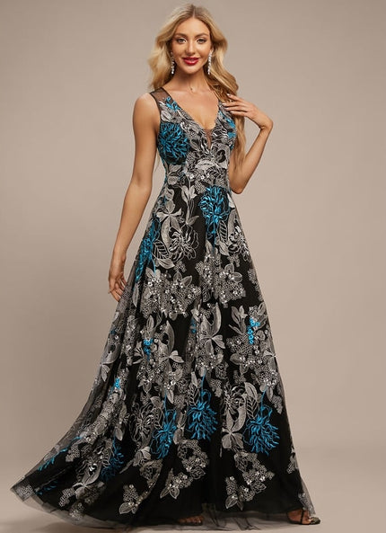 Robe Trapèze Noir Floral Chic