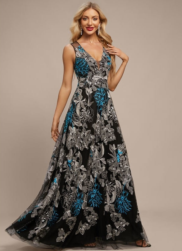 Robe Trapèze Noir Floral Chic