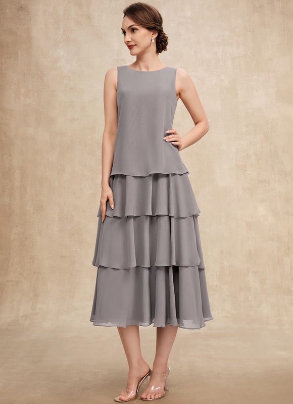 Robe Trapèze Grise Volante - gallery 5