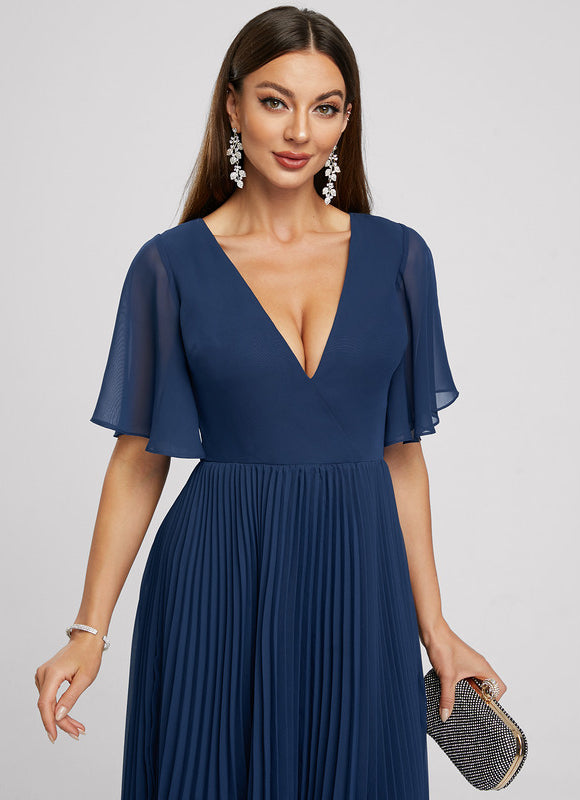 Robe Trapèze Nuit Marine Plissée - gallery 1