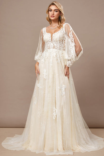 Robe Trapèze De Mariée Éthérée - gallery 4