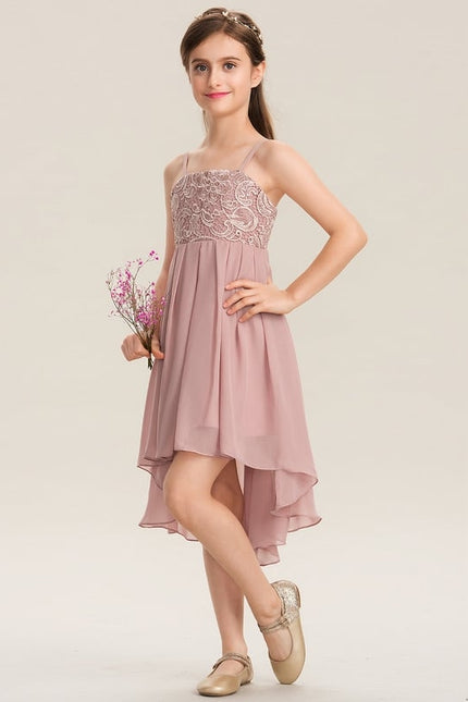 Robe Trapèze Rose Pastel Dentelle - gallery 1