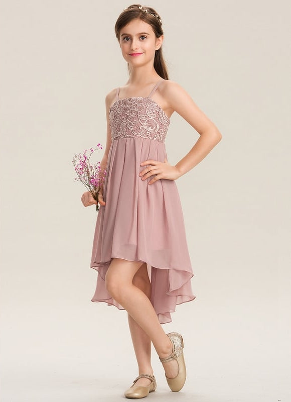 Robe Trapèze Rose Pastel Dentelle - gallery 1