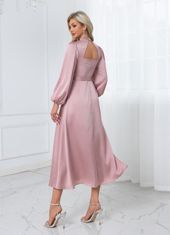 Robe Trapèze Rose Satinée - gallery 2