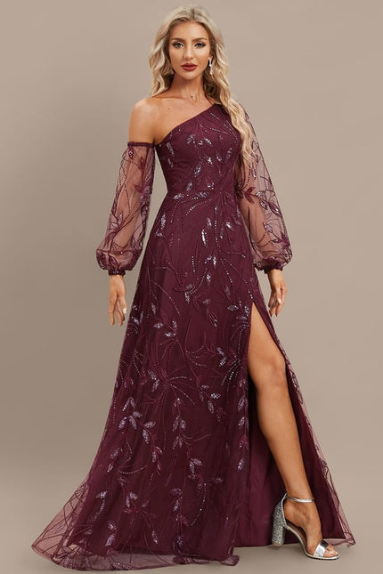 Robe Trapèze Violet Pailleté Élégant - gallery 4