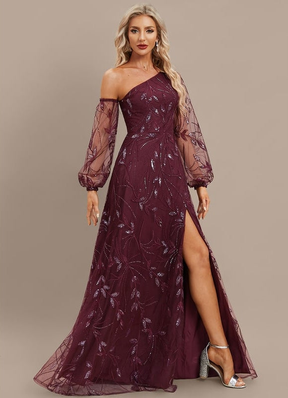 Robe Trapèze Violet Pailleté Élégant - gallery 4