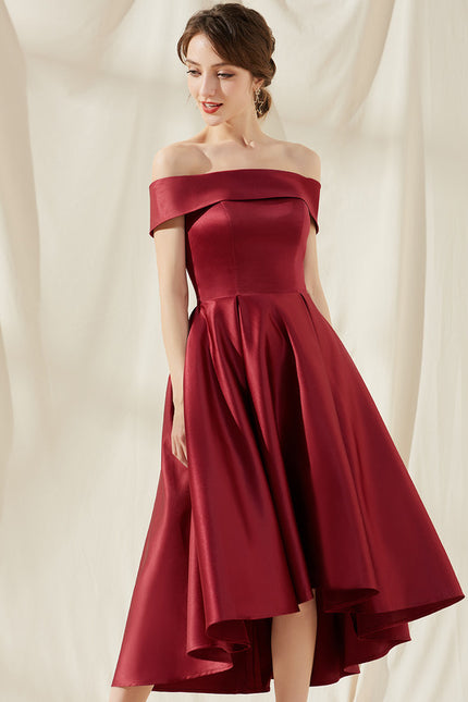 Robe Trapèze Rouge Satin Couture