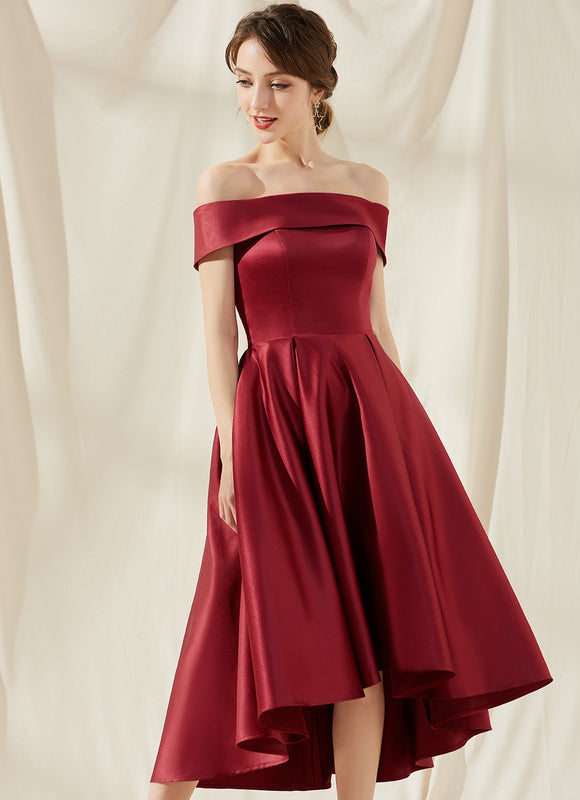 Robe Trapèze Rouge Satin Couture