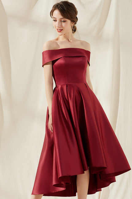 Robe Trapèze Rouge Satin Couture