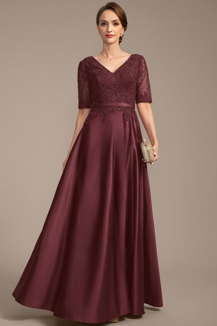Robe Trapèze Satin Bordeaux Élégant