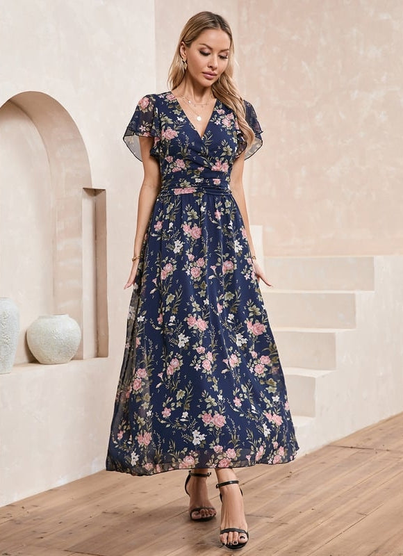 Robe Trapèze Fleurie Nuit