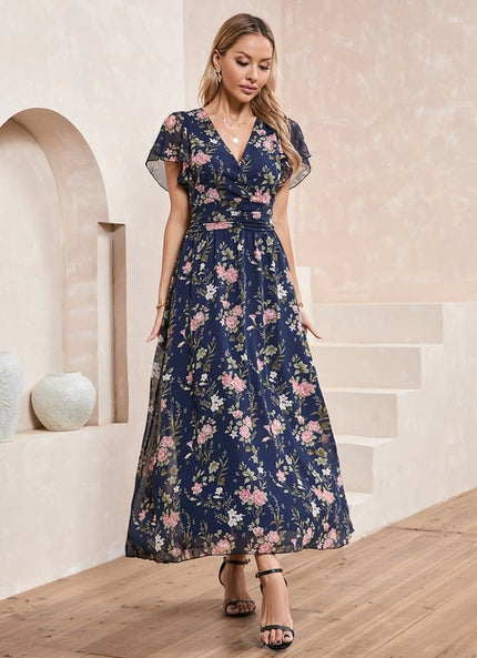 Robe Trapèze Fleurie Nuit