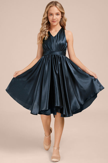 Robe Trapèze Satin Ciel
