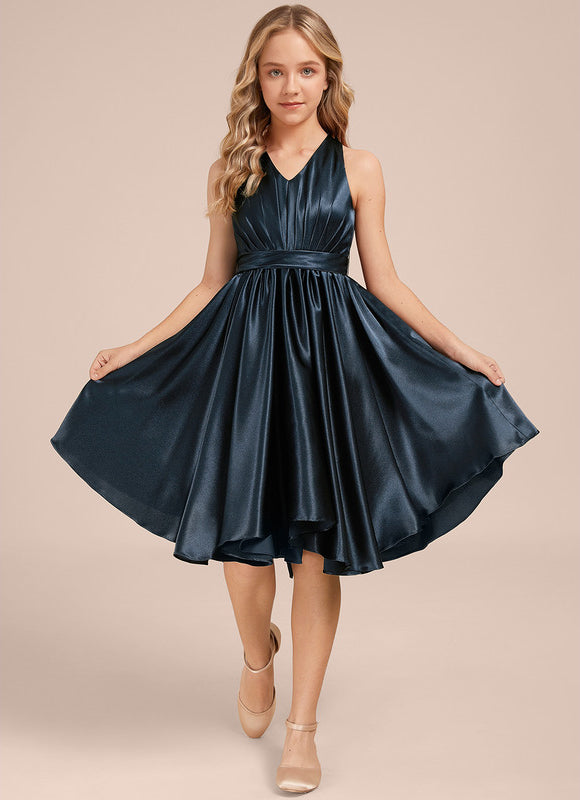 Robe Trapèze Satin Ciel