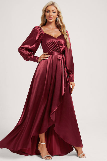 Robe Trapèze Satin Bleu Élégant