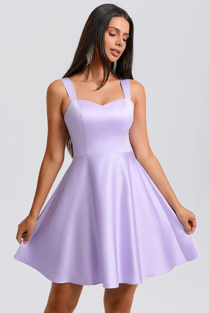 Robe Trapèze Satinée Lavande - gallery 5