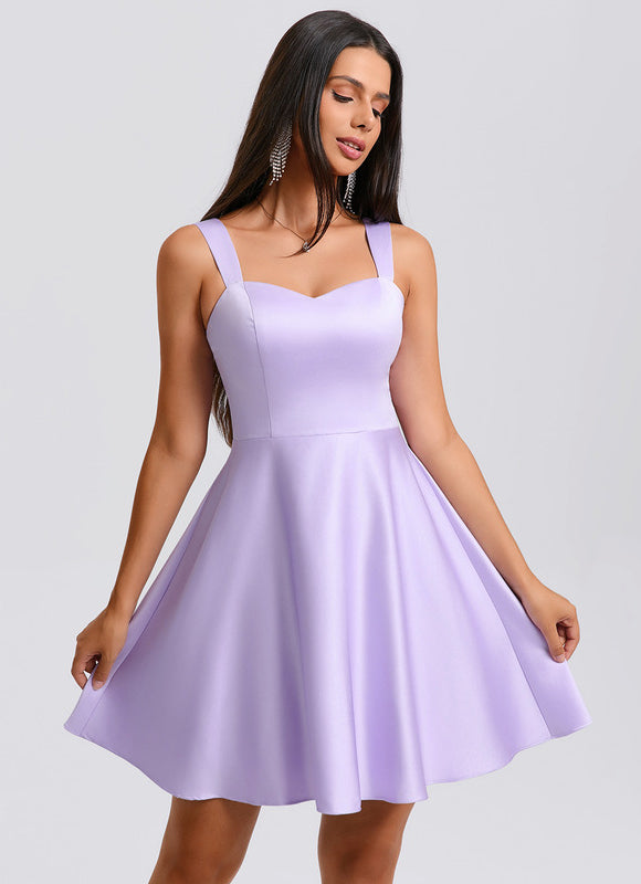 Robe Trapèze Satinée Lavande - gallery 5