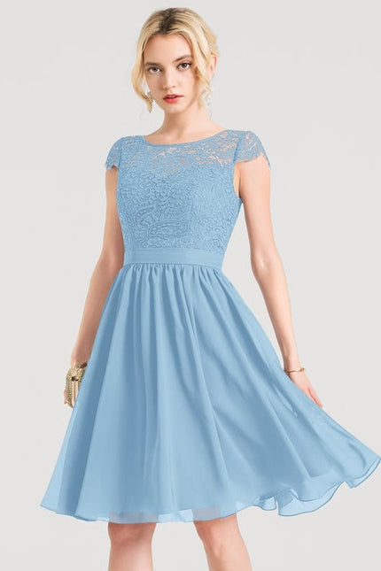 Robe Trapèze Violet Dentelle Douce - gallery 6