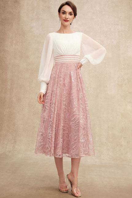 Robe Trapèze Chiffon Rosée - gallery 2