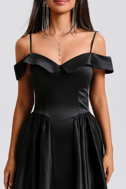 Robe Trapèze Satinée Ébène - gallery 5