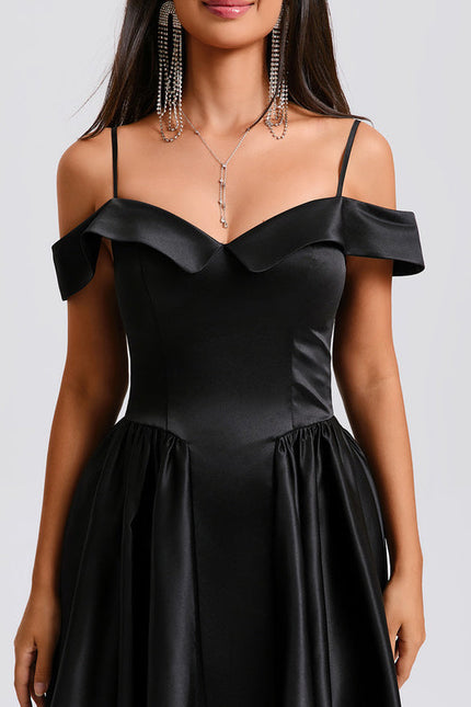 Robe Trapèze Satinée Ébène - gallery 5