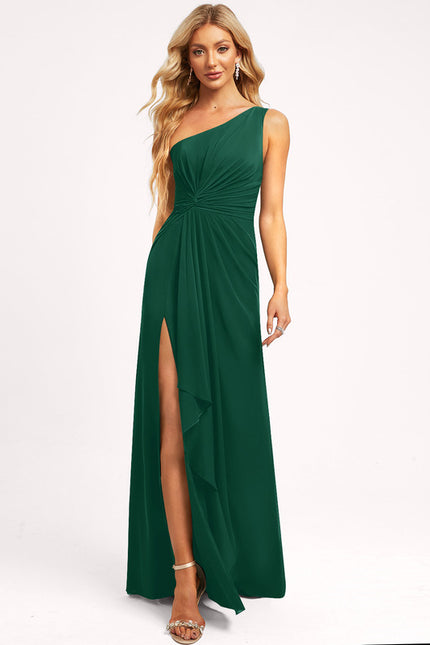 Robe Trapèze Verte Mousseline À Volants